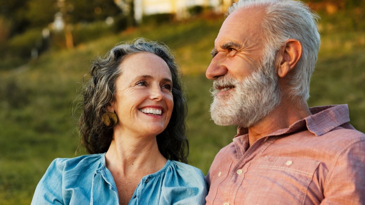 Smiling older couple