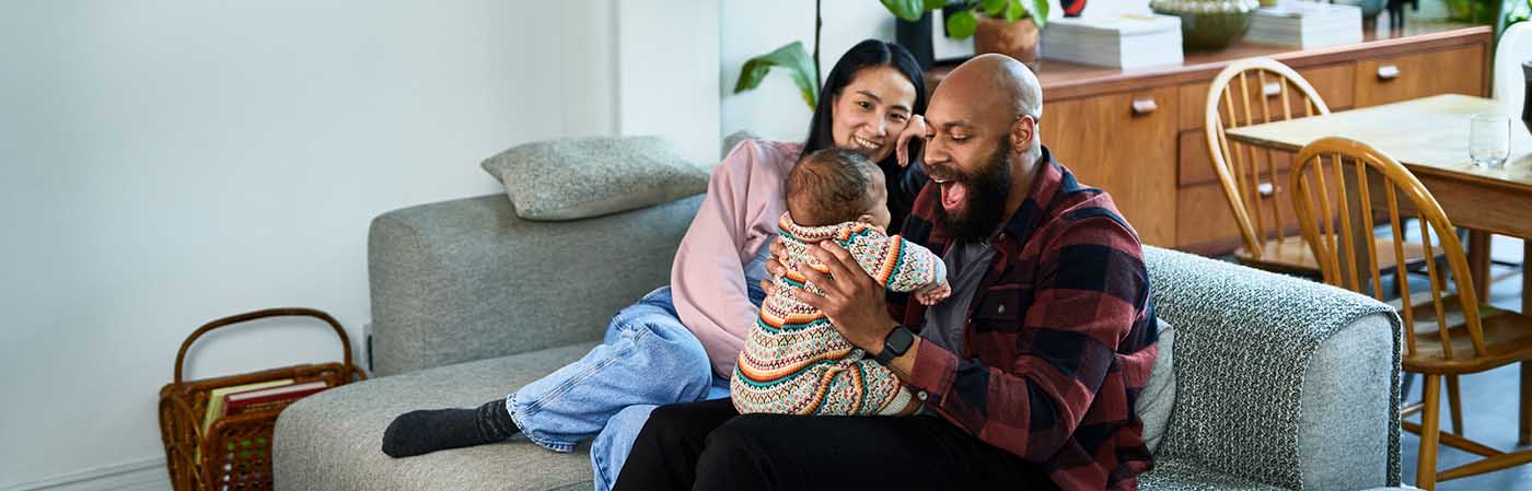 Family on sofa